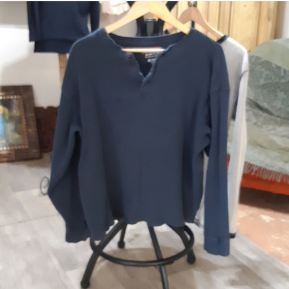 Mens Top 2XG thermal long sleeve crew neck CRAFTSMAN shirt tagless knit stretch